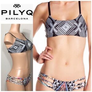 PILYQ Geometric diamond top and strappy bottom.D-cup/S-bottom